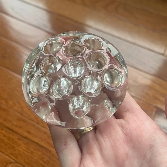 2 Clear Glass Vintage Flower Frogs. 3 inches 11 holes - Picture 2 of 2